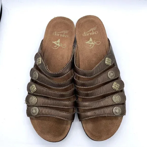 Dansko Janie Leather Five Strap Slip On Sandals, 39 - Picture 5 of 10